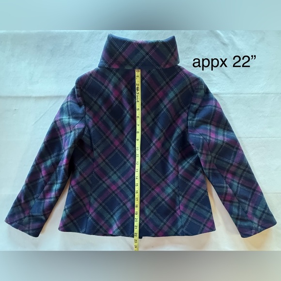 Talbots Plaid Wool Blend Lined Pea Coat Jacket (12P) - Picture 16 of 17